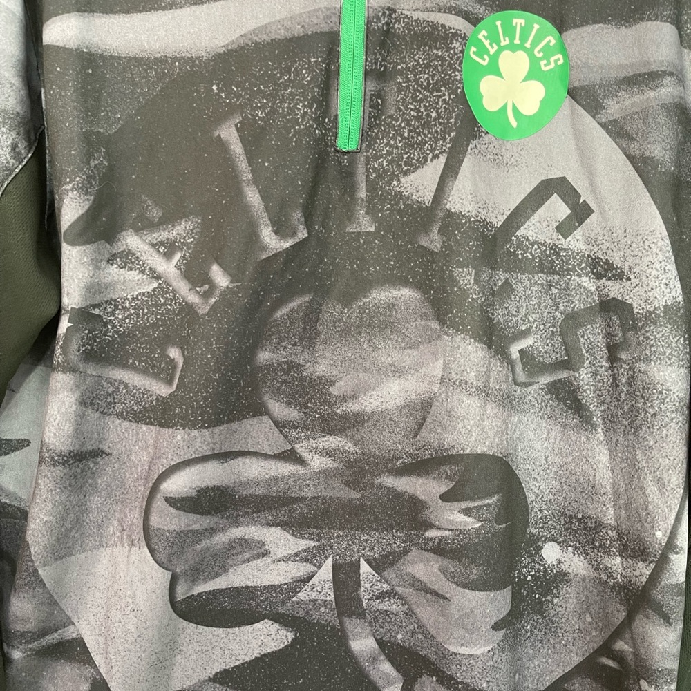 NBA Boston Celtics Black And Gray 3/4 Zip Long Sleeve Top Size Large - Picture 3 of 6